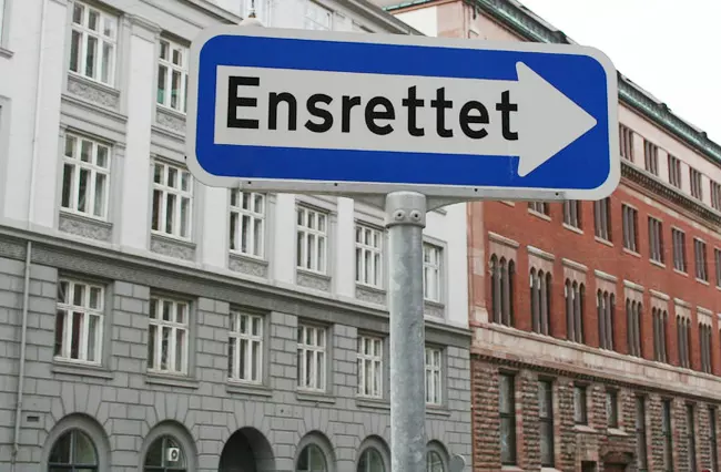 丹麦:标识为“Ensrettet” 的路牌表示该路段为单行道,这个在城镇内很普遍,请注意观察。